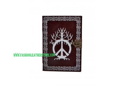 Handmade New Design Cut Work Leather Embossed Handmade Celtic Peace Of Sign Journal Notebook Diary